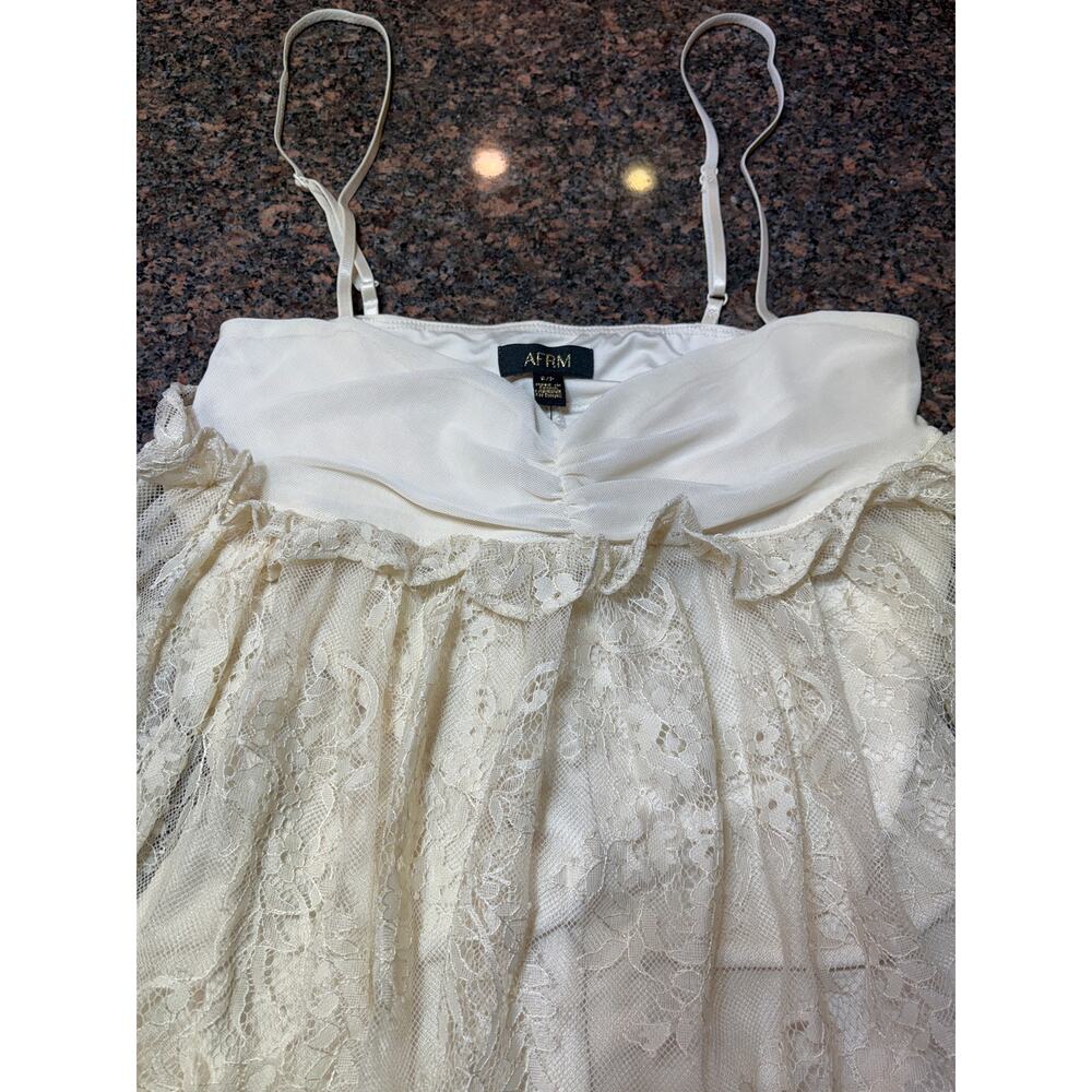AFRM Babydoll Lace Mini Dress with Built in Bodysuit Cream Size S NWT - Picture 6 of 16